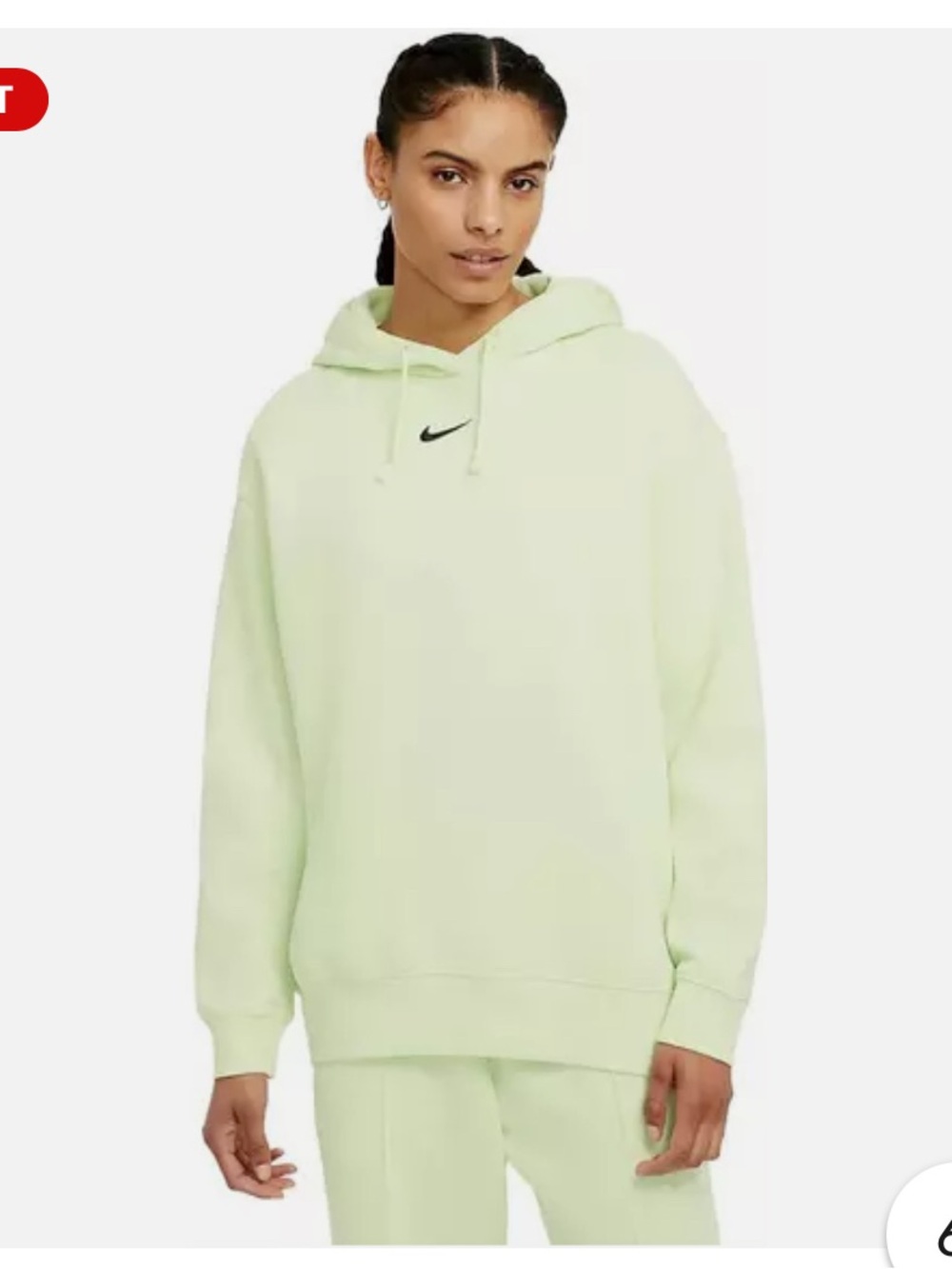 Nike Sportswear Women's Lime Ice Oversized Fleece Hoodie Pullovers Small